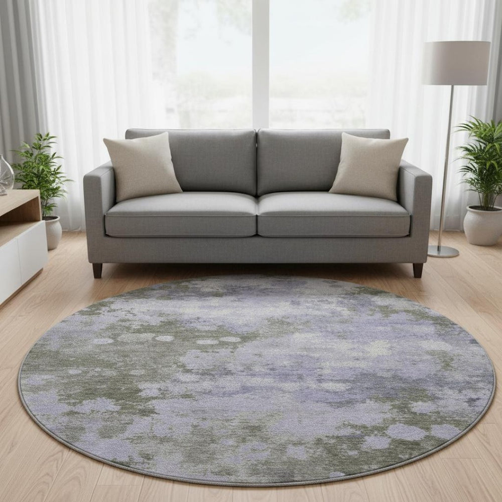 HomeRoots 8' X 10' Plush Lavender & Taupe Abstract Washable Area Rug with UV Protection for Home Comfort 710338