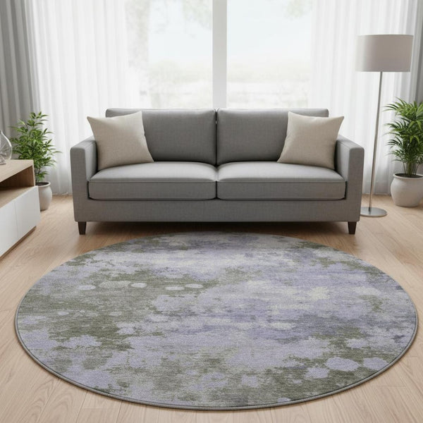 HomeRoots 8' X 10' Plush Lavender & Taupe Abstract Washable Area Rug with UV Protection for Home Comfort 710338
