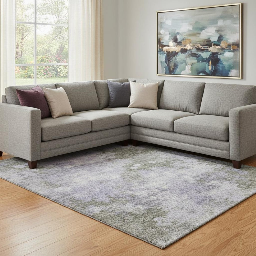 HomeRoots 9' X 12' Lavender & Taupe Abstract Area Rug - Washable, Stain Resistant, UV Protected & Non-Slip! 710339