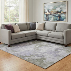 HomeRoots 9' X 12' Lavender & Taupe Abstract Area Rug - Washable, Stain Resistant, UV Protected & Non-Slip! 710339