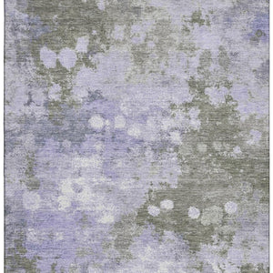 HomeRoots 10' X 14' Stylish Lavender & Taupe Abstract Washable Area Rug with UV Protection for Modern Homes 710340
