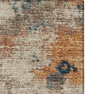 HomeRoots 10' X 14' Stylish Beige Copper & Blue Abstract Area Rug – Washable, UV-Protected & Non-Slip Design! 710346
