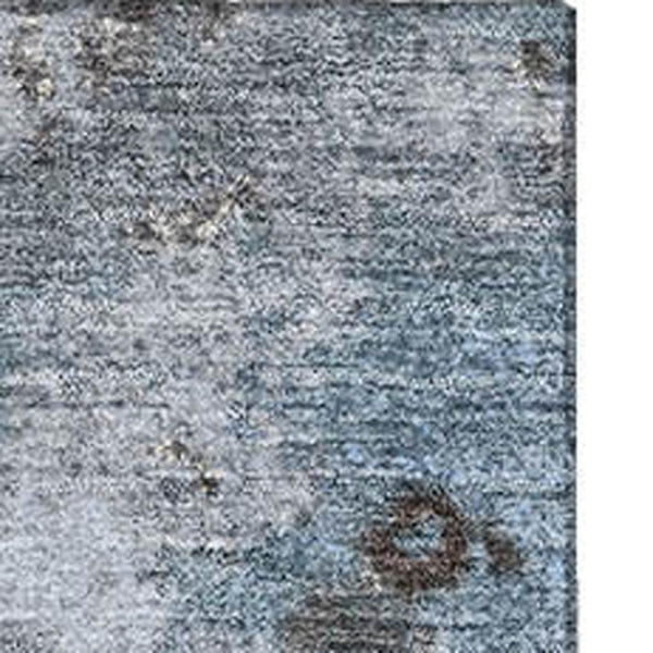 HomeRoots 5' X 8' Sky Blue & Brown Abstract Washable Area Rug with UV Protection for Modern Living Spaces 710348