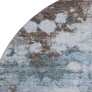 HomeRoots 8' X 10' Sky Blue & Brown Abstract Washable Area Rug - Durable, UV-Protected, Perfect for Families! 710350