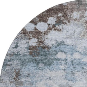 HomeRoots 8' X 10' Sky Blue & Brown Abstract Washable Area Rug - Durable, UV-Protected, Perfect for Families! 710350
