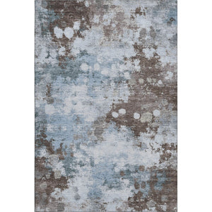 HomeRoots 9' X 12' Sky Blue & Brown Abstract Washable Area Rug - Durable, UV Protected, Perfect for Families! 710351