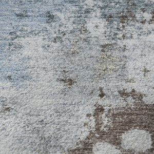 HomeRoots 9' X 12' Sky Blue & Brown Abstract Washable Area Rug - Durable, UV Protected, Perfect for Families! 710351
