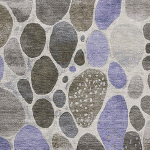 HomeRoots 5' X 8' Stylish Chocolate Ivory Lavender Geometric Washable Area Rug with Stain & UV Protection 710354