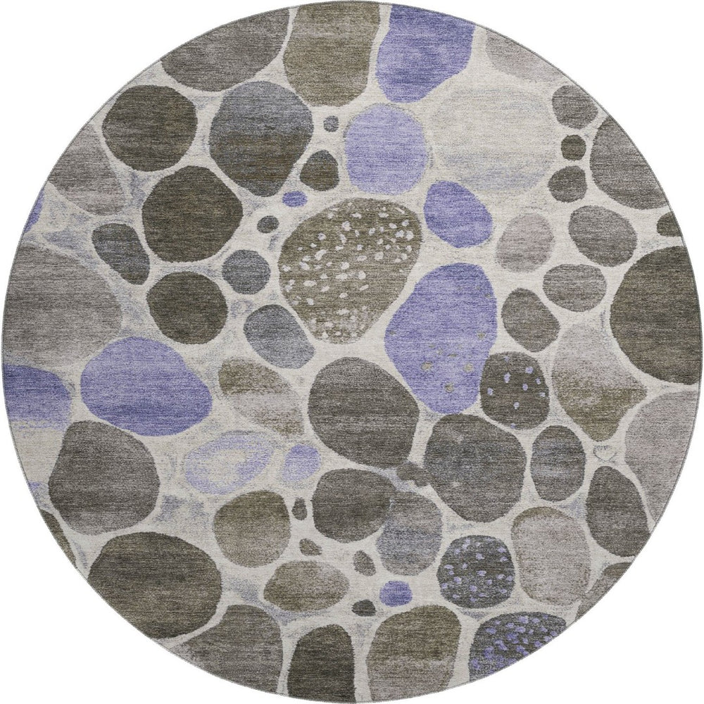 HomeRoots 8' X 10' Washable Geometric Area Rug in Chocolate, Ivory & Lavender - UV Protected, Stain Resistant 710356