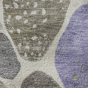 HomeRoots 8' X 10' Washable Geometric Area Rug in Chocolate, Ivory & Lavender - UV Protected, Stain Resistant 710356