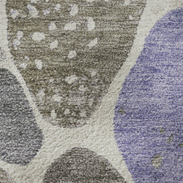 HomeRoots 8' X 10' Washable Geometric Area Rug in Chocolate, Ivory & Lavender - UV Protected, Stain Resistant 710356