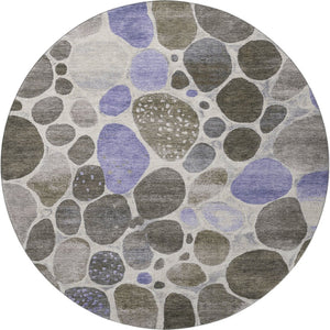 HomeRoots 8' X 10' Washable Geometric Area Rug in Chocolate, Ivory & Lavender - UV Protected, Stain Resistant 710356