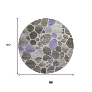 HomeRoots 8' X 10' Washable Geometric Area Rug in Chocolate, Ivory & Lavender - UV Protected, Stain Resistant 710356