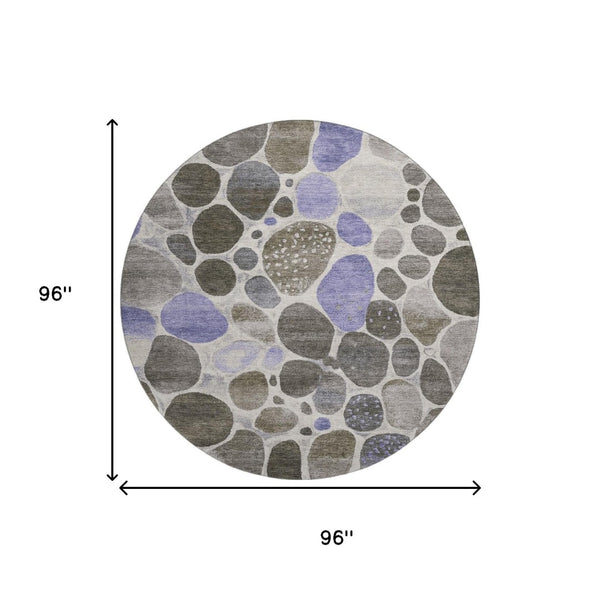 HomeRoots 8' X 10' Washable Geometric Area Rug in Chocolate, Ivory & Lavender - UV Protected, Stain Resistant 710356