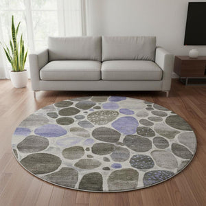 HomeRoots 8' X 10' Washable Geometric Area Rug in Chocolate, Ivory & Lavender - UV Protected, Stain Resistant 710356