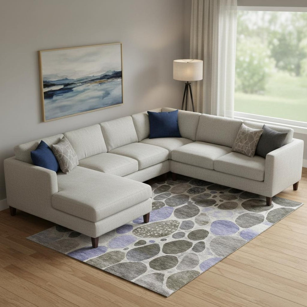 HomeRoots 10' X 14' Chocolate Ivory Lavender Geometric Washable Area Rug with Stain Resistance & UV Protection 710358