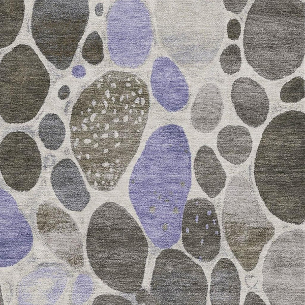 HomeRoots 10' X 14' Chocolate Ivory Lavender Geometric Washable Area Rug with Stain Resistance & UV Protection 710358