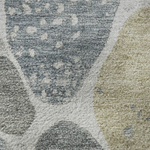 HomeRoots 8' X 10' Washable Geometric Area Rug in Pewter Beige & Gray with UV Protection for High-Traffic Spaces 710368