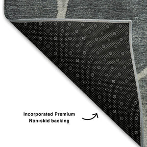 HomeRoots 10' X 14' Pewter Beige & Gray Geometric Washable Area Rug - UV Protected, Durable & Stylish Design 710370