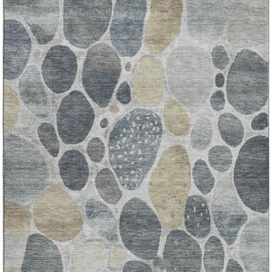 HomeRoots 10' X 14' Pewter Beige & Gray Geometric Washable Area Rug - UV Protected, Durable & Stylish Design 710370