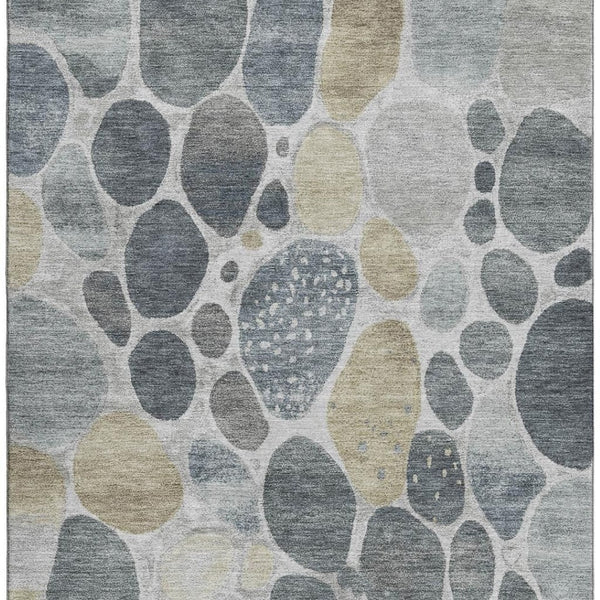 HomeRoots 10' X 14' Pewter Beige & Gray Geometric Washable Area Rug - UV Protected, Durable & Stylish Design 710370