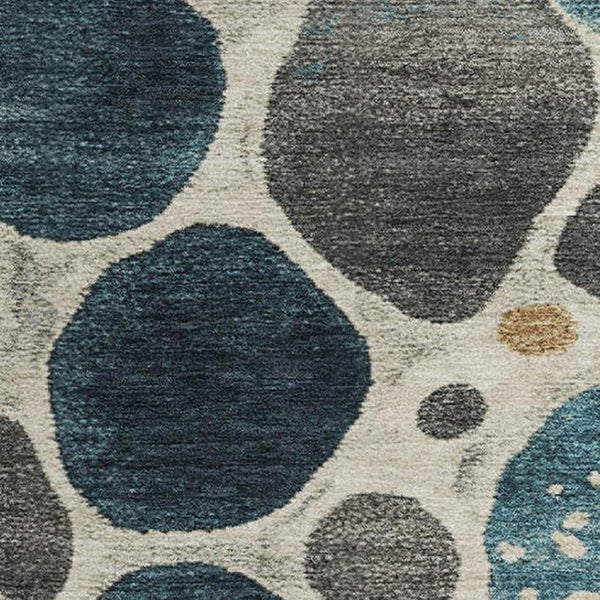 HomeRoots 8' X 10' Modern Geometric Washable Area Rug in Teal, Beige & Ivory with UV Protection & Non-Slip 710374