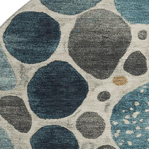 HomeRoots 8' X 10' Modern Geometric Washable Area Rug in Teal, Beige & Ivory with UV Protection & Non-Slip 710374