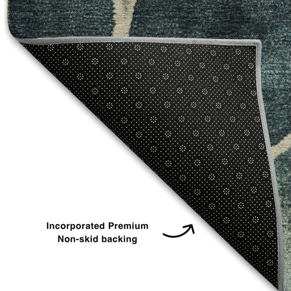 HomeRoots 10' Teal, Beige & Ivory Geometric Washable Area Rug – Durable, UV-Protected Style for Busy Homes 710376