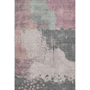 HomeRoots 8' Blush Beige & Sage Abstract Round Rug - Washable, UV-Protected, Stain-Resistant & Durable Design 710379