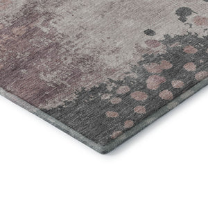 HomeRoots 8' Blush Beige & Sage Abstract Round Rug - Washable, UV-Protected, Stain-Resistant & Durable Design 710379