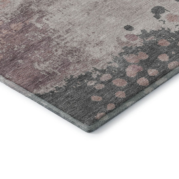 HomeRoots 8' Blush Beige & Sage Abstract Round Rug - Washable, UV-Protected, Stain-Resistant & Durable Design 710379