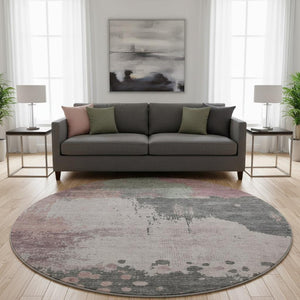 HomeRoots 8' X 10' Washable Blush Beige & Sage Abstract Area Rug – Durable, UV-Protected, Perfect for Families! 710380