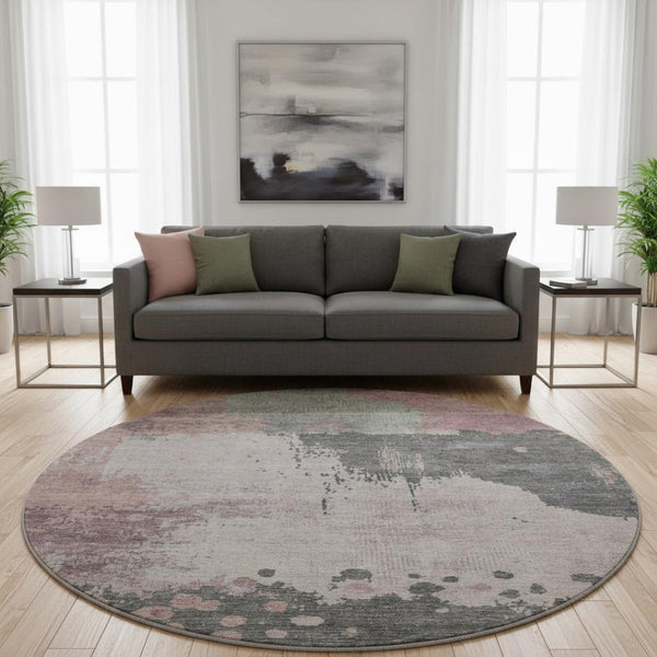 HomeRoots 8' X 10' Washable Blush Beige & Sage Abstract Area Rug – Durable, UV-Protected, Perfect for Families! 710380