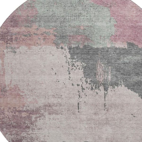 HomeRoots 8' X 10' Washable Blush Beige & Sage Abstract Area Rug – Durable, UV-Protected, Perfect for Families! 710380