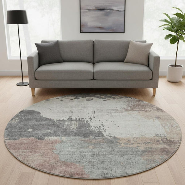 HomeRoots 8' X 10' Stylish Khaki Taupe & Copper Abstract Washable Area Rug with UV Protection & Durability 710386