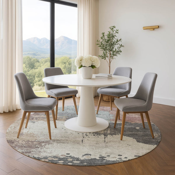 HomeRoots 8' X 10' Stylish Khaki Taupe & Copper Abstract Washable Area Rug with UV Protection & Durability 710386