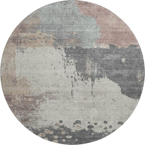 HomeRoots 8' X 10' Stylish Khaki Taupe & Copper Abstract Washable Area Rug with UV Protection & Durability 710386
