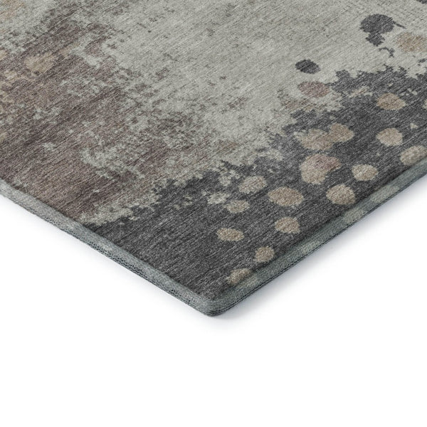 HomeRoots 8' X 10' Stylish Khaki Taupe & Copper Abstract Washable Area Rug with UV Protection & Durability 710386