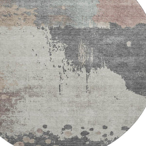 HomeRoots 8' X 10' Stylish Khaki Taupe & Copper Abstract Washable Area Rug with UV Protection & Durability 710386