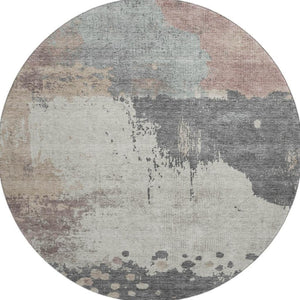 HomeRoots 8' X 10' Stylish Khaki Taupe & Copper Abstract Washable Area Rug with UV Protection & Durability 710386