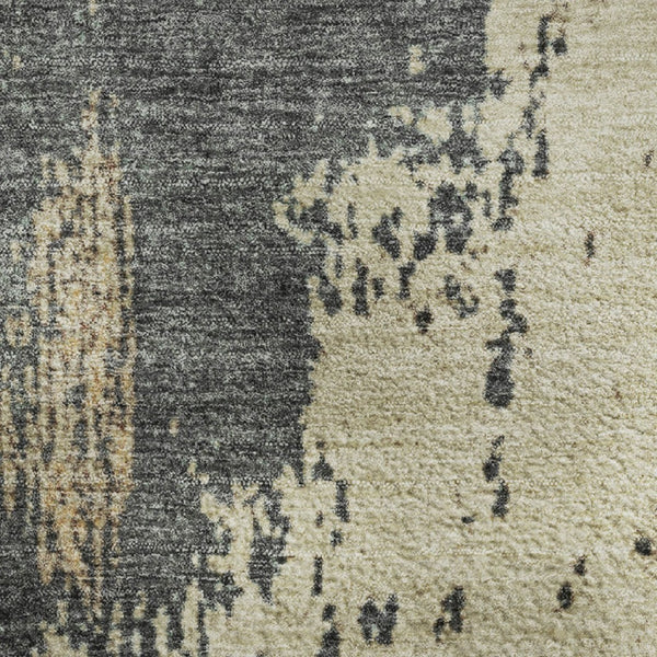 HomeRoots 5' X 8' Stylish Rust Beige and Blue Abstract Washable Area Rug with UV Protection for Modern Homes 710390