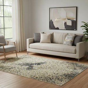HomeRoots 8' Durable Washable Round Rug in Rust, Beige & Blue Abstract Design – UV Protection & Easy Care! 710391