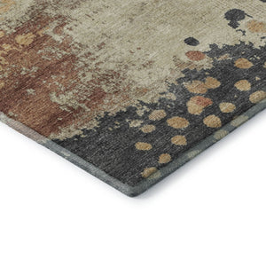 HomeRoots 8' X 10' Washable Abstract Area Rug in Rust, Beige & Blue - Durable, UV Protected & Non-Slip Design 710392