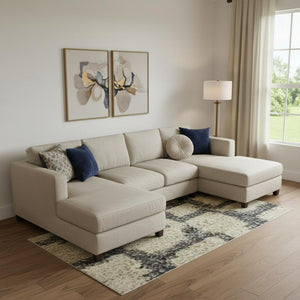 HomeRoots 10' X 14' Washable Area Rug in Rust Beige & Blue - Durable, UV Protected, Non-Slip for Modern Homes 710394