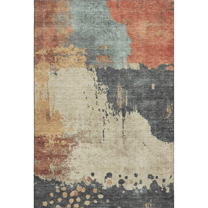 HomeRoots 10' X 14' Washable Area Rug in Rust Beige & Blue - Durable, UV Protected, Non-Slip for Modern Homes 710394