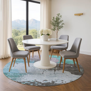 HomeRoots 8' X 10' Stylish Teal and Taupe Washable Area Rug with UV Protection for Homes with Kids & Pets 710398