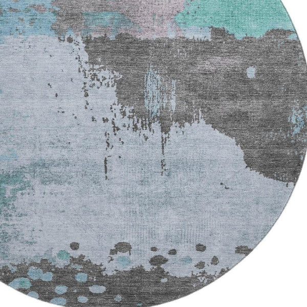 HomeRoots 8' X 10' Stylish Teal and Taupe Washable Area Rug with UV Protection for Homes with Kids & Pets 710398