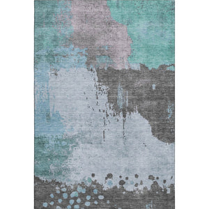 HomeRoots 9' X 12' Teal And Taupe Abstract Washable Area Rug - UV Protected, Stain-Resistant & Durable Design 710399
