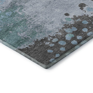 HomeRoots 9' X 12' Teal And Taupe Abstract Washable Area Rug - UV Protected, Stain-Resistant & Durable Design 710399
