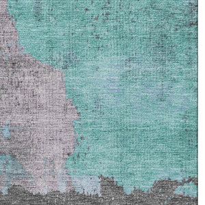 HomeRoots 9' X 12' Teal And Taupe Abstract Washable Area Rug - UV Protected, Stain-Resistant & Durable Design 710399